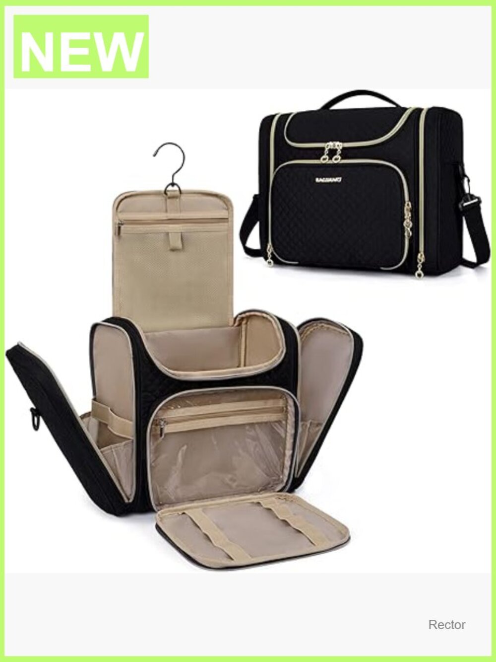 Large Travel Toiletry Bag with Hanging Hook, Water-Resistant Cosmetic